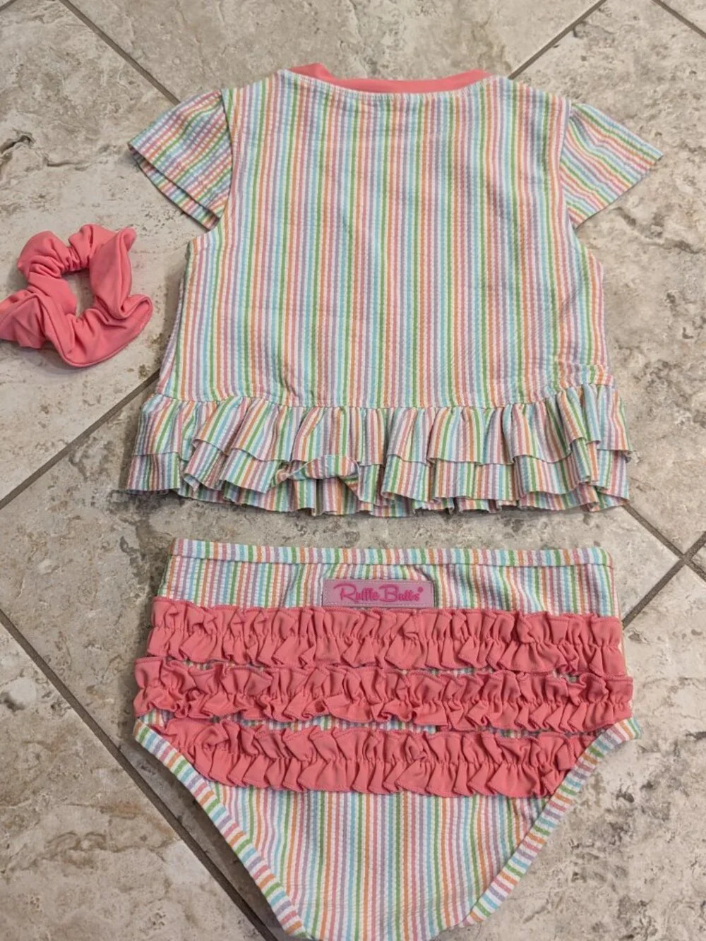 Sz 5 Ruffle Butts 2-pc. swim with shorts cover up